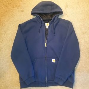 Carhartt New Navy Rain Defender Zip up Hoodie Thermal Lined Sweatshirt M